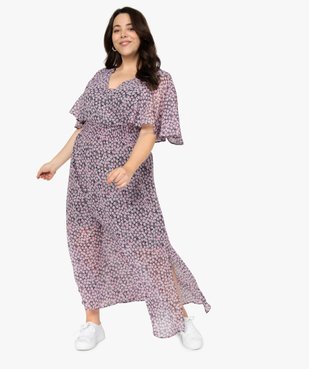 Robe femme imprimée longue avec taille smockée vue5 - GEMO (G TAILLE) - GEMO
