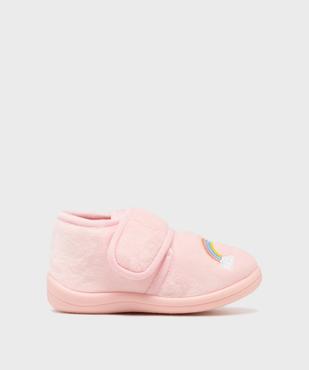 Chaussons en velours à scratch moelleux imprimé arc-en-ciel fille vue1 - GEMO (ENFANT) - GEMO