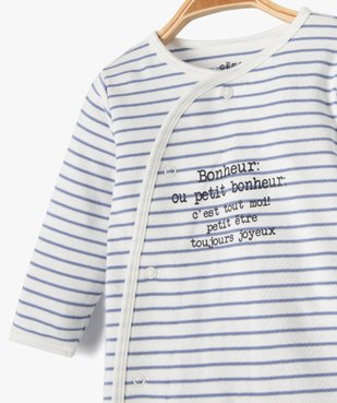 Pyjama bébé en jersey rayé avec message vue2 - GEMO(BB COUCHE) - GEMO