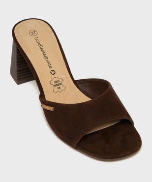 Mules à talon trapèze en suédine femme - LuluCastagnette vue5 - LULUCASTAGNETTE - GEMO