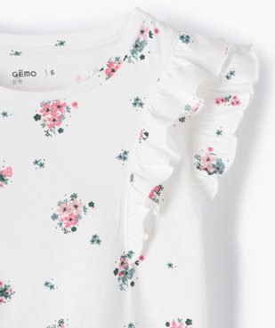 Tee-shirt fille à motifs fleuris et volants sur les épaules vue2 - GEMO C4G FILLE - GEMO