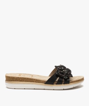 Mules femme confort à bandeau scratch et fleur brillante vue1 - GEMO (CONFORT) - GEMO