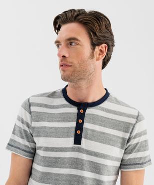 Pyjashort avec haut rayé et bas uni homme vue5 - GEMO 4G HOMME - GEMO