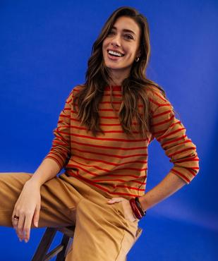 Tee-shirt manches longues rayé en maille femme vue2 - GEMO(FEMME PAP) - GEMO