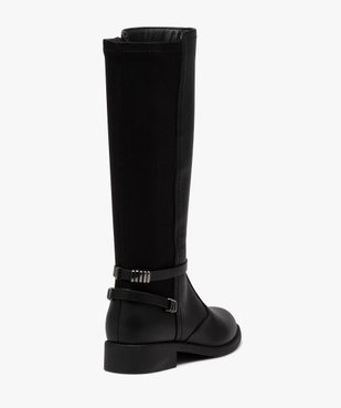 Bottes femme unies bi-matières avec brides fantaisie vue4 - GEMO (CASUAL) - GEMO