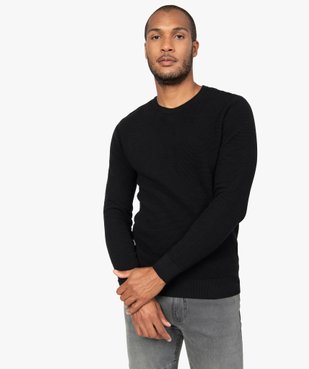 Pull homme à col rond en maille fantaisie vue1 - GEMO (HOMME) - GEMO