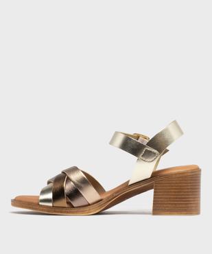 Sandales à talon moyen et larges brides brillantes femme - Tanéo vue3 - TANEO - GEMO