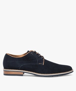 Derbies homme dessus cuir velours et couture débordante vue1 - GEMO(URBAIN) - GEMO
