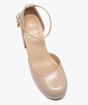 Escarpins femme à talon large avec dessus verni et semelle plateforme vue6 - GEMO(URBAIN) - GEMO