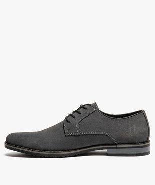 Derbies homme dessus cuir velours et couture débordante vue3 - GEMO(URBAIN) - GEMO
