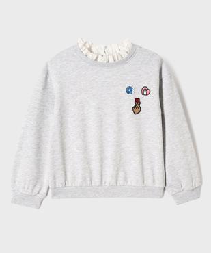 Sweat avec col en dentelle et motifs brodés fille vue1 - GEMO 4G FILLE - GEMO