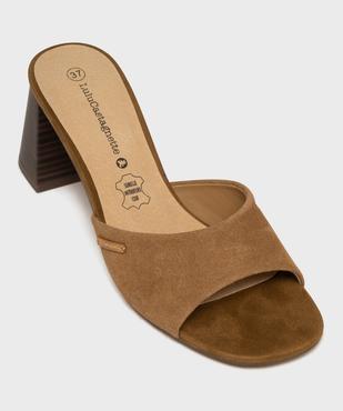 Mules à talon trapèze en suédine femme - LuluCastagnette vue5 - LULUCASTAGNETTE - GEMO
