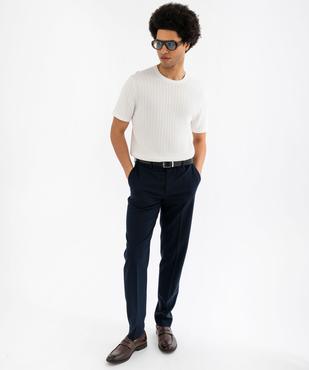 Tee-shirt manches courtes en maille côtelée homme vue4 - GEMO 4G HOMME - GEMO