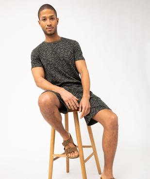 Bermuda en maille à motif feuillage exotique homme vue5 - GEMO (HOMME) - GEMO