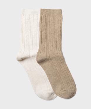 Chaussettes hautes en maille torsadée femme (lot de 2) vue1 - GEMO(HOMWR FEM) - GEMO