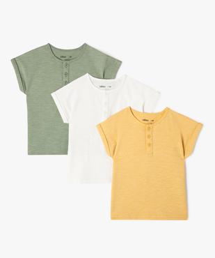 Tee-shirt manches courtes à col tunisien bébé garçon (lot de 3) vue1 - GEMO(BEBE DEBT) - GEMO