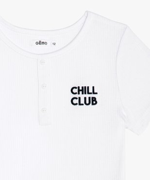Body fille à manches courtes en maille côtelée vue2 - GEMO (JUNIOR) - GEMO