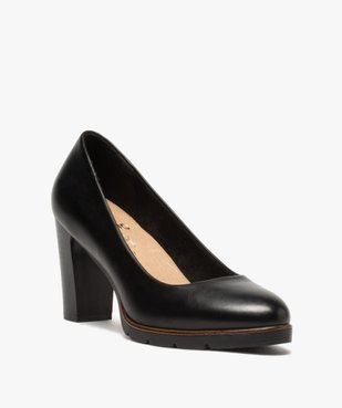 Escarpins femme unis à talon droit et semelle crantée vue2 - GEMO(URBAIN) - GEMO