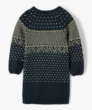 Robe pull fille en maille jacquard dorée vue3 - GEMO (ENFANT) - GEMO