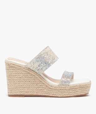 Sandales femme compensées à brides scratch en cuir vue1 - GEMO(URBAIN) - GEMO