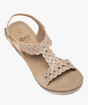Sandales femme compensées ornées de strass et de perles vue5 - GEMO(URBAIN) - GEMO