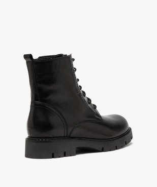 Boots fille en cuir uni style godillots à semelle crantée vue4 - GEMO (ENFANT) - GEMO