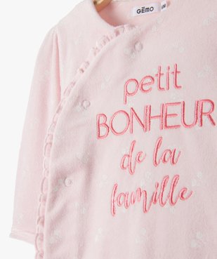 Pyjama bébé fille en velours avec fermeture devant vue2 - GEMO(BB COUCHE) - GEMO