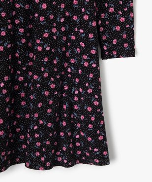 Robe fille à manches longues à motifs fleuris vue2 - GEMO (JUNIOR) - GEMO