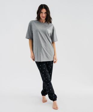 Haut de pyjama manches courtes imprimé devant et dos mixte vue3 - GEMO 4G FEMME - GEMO