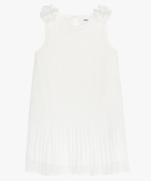 Robe fille en matière crêpe plissée avec fleur sur les épaules vue1 - Nikesneakers (ENFANT) - Nikesneakers