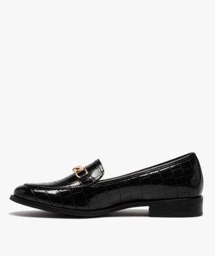Mocassins femme à talon plat dessus uni imitation croco vue3 - GEMO (CASUAL) - GEMO