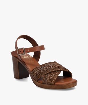 Sandales femme à talon haut et brides tressées vue2 - GEMO(URBAIN) - GEMO
