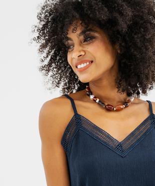 Débardeur à fines bretelles en maille texturée et dentelle femme vue2 - GEMO 4G FEMME - GEMO