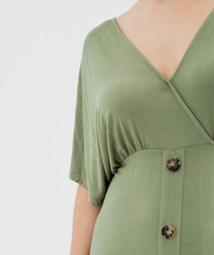 Robe en maille fluide et extensible col cache-cœur femme grande taille vue2 - GEMO 4G GT - GEMO