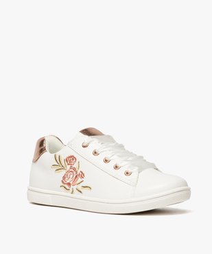 Baskets fille avec motif rose brodé et lacets rubans vue2 - GEMO (ENFANT) - GEMO