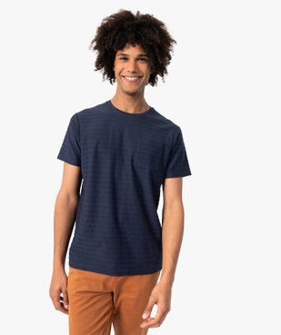 Tee-shirt homme en maille texturée aspect rayée vue2 - GEMO (HOMME) - GEMO