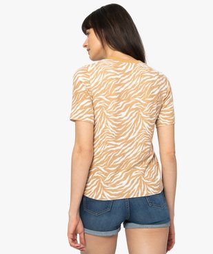 Tee-shirt femme à manches courtes et imprimé animalier vue3 - GEMO(FEMME PAP) - GEMO