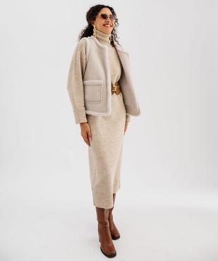 Veste sans manches en suédine et doublure sherpa femme vue6 - GEMO(FEMME PAP) - GEMO