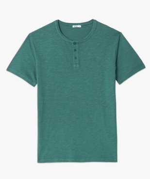 Tee-shirt homme col tunisien à manches courtes au coloris unique vue4 - GEMO (HOMME) - GEMO
