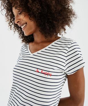 Chemise de nuit à manches courtes et col V femme vue2 - GEMO 4G FEMME - GEMO