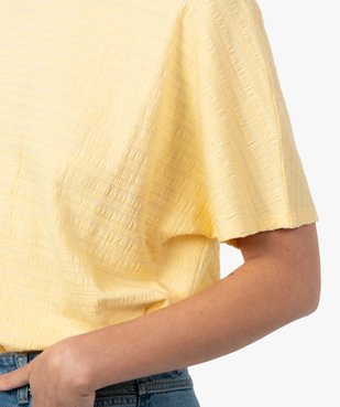 Tee-shirt femme à manches courtes en maille texturée vue2 - GEMO(FEMME PAP) - GEMO