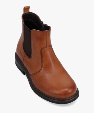 Boots fille style Chelsea unies dessus cuir - Tanéo vue6 - TANEO - GEMO