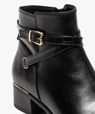 Boots femme unis à talon carré et finitions métallisées vue6 - GEMO (CASUAL) - GEMO