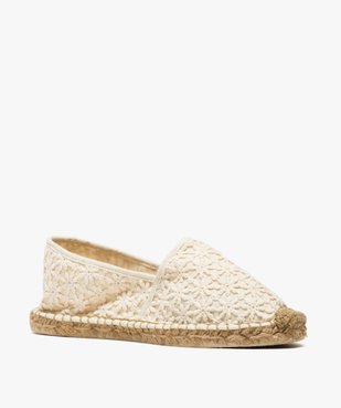 Espadrilles femme en toile brodée ton sur ton vue2 - GEMO (PLAGE) - GEMO