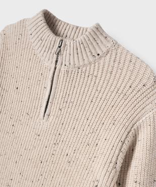 Pull en maille côtelée avec col montant zippé garçon vue2 - GEMO (ENFANT) - GEMO