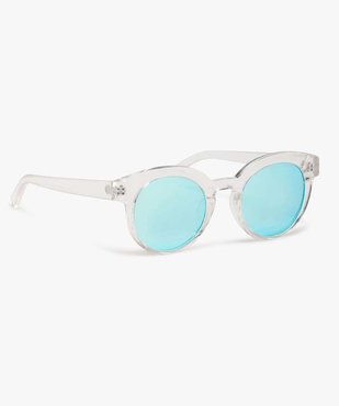 Lunettes de soleil femme avec monture ronde en plastique transparent à verres bleus vue1 - GEMO (ACCESS) - GEMO