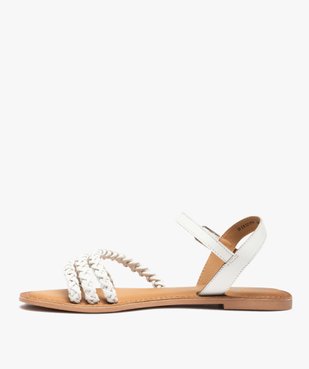 Sandales femme à talon plat et brides tressées en cuir vue3 - GEMO (CASUAL) - GEMO