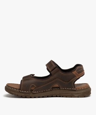 Sandales sport homme à brides scratch et dessus cuir vue4 - GEMO (CASUAL) - GEMO