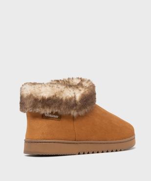 Chaussons boots en suédine avec col fourré femme - Isotoner vue4 - ISOTONER - GEMO