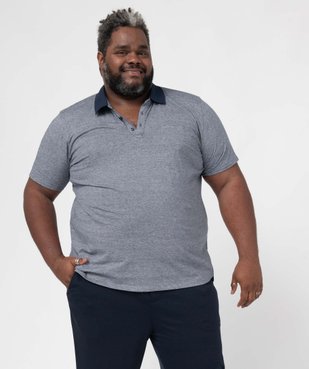 Polo homme grande taille à manches courtes et fines rayures vue1 - GEMO (G TAILLE) - GEMO